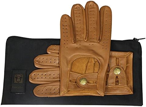Elegant Leather Driving Gloves in Brown Size Medium