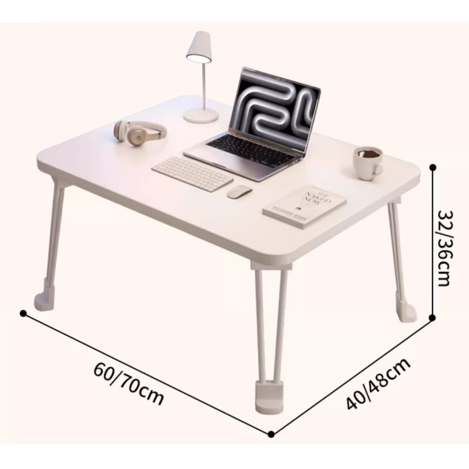 Table De Lit for Ordinateur Portable, Table for Lire, Écrire, Plateau-Repas Au Lit, sur Le Canapé Ainsi Qu'à La Maison Et Au Bureau(White,70 * 48 * 36cm)
