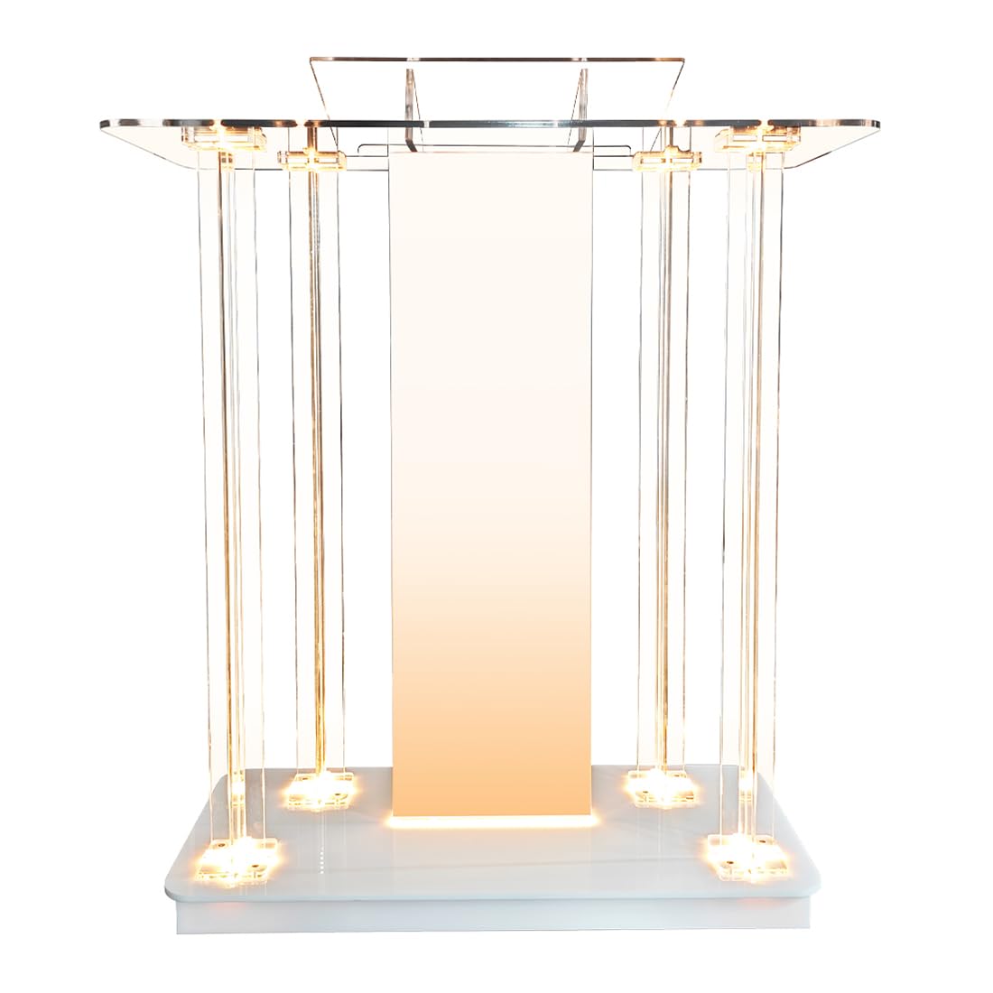 Pupitre Transparent Acrylique avec Roues - Chaire de Église, Podium LED 15 Couleurs pour Concert, Conférence, Mariage, Salle de Classe