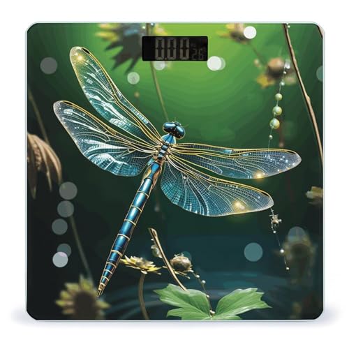 Báscula baño Dragonfly Green LCD vidrio templado 400lb miniatura 1