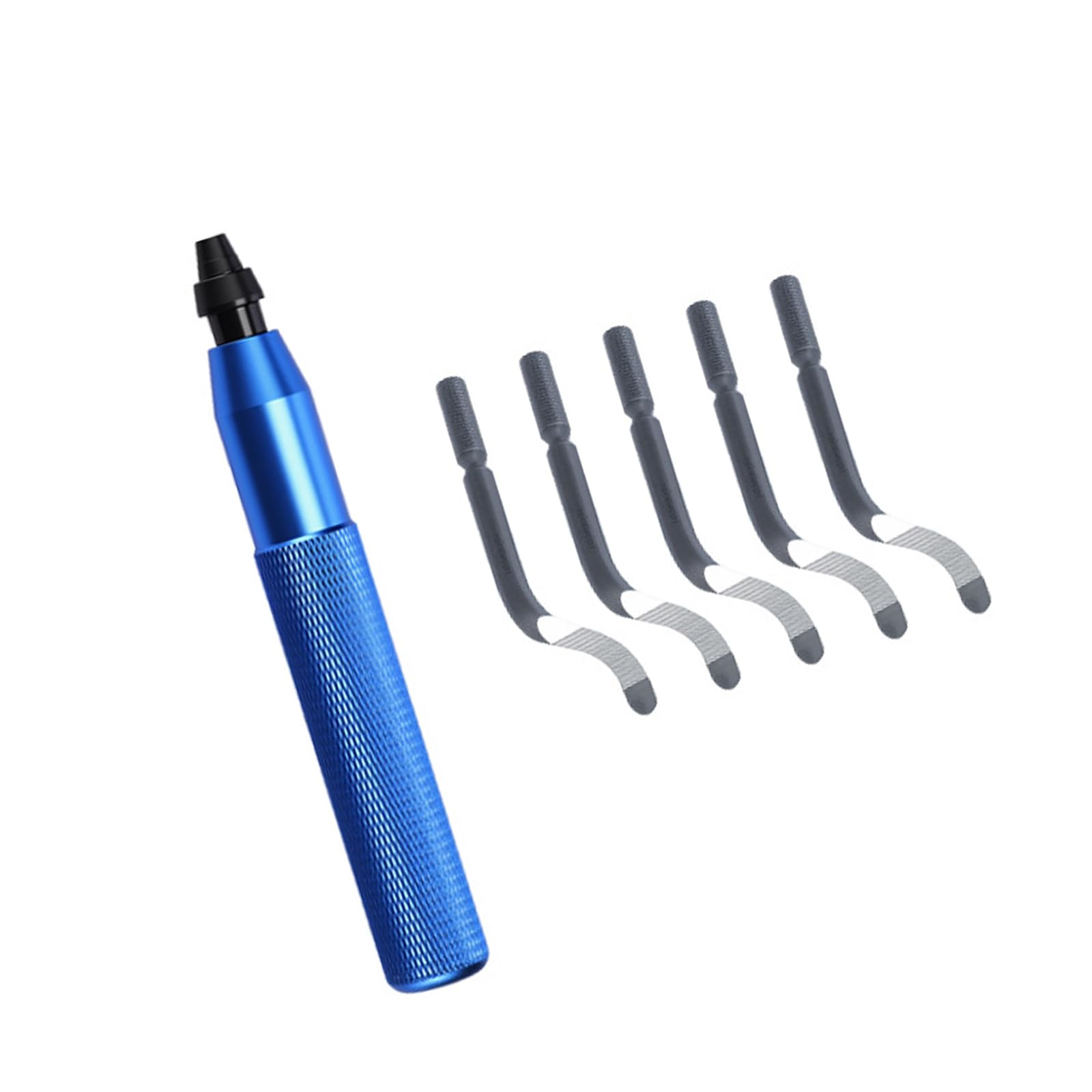 Yanzunlrn Blue/Dark Chamfer Scraper Tool Set With 5 High-Hardness Steel Inserts, Manual Deburring Handle For Burr Removal, Polymer Trimming, And Home Repair Tasks Inner Hole Scraper Burr Removal Hand Tool Chamfer Insert