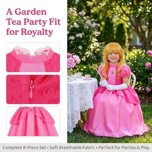Disfraz rosa de princesa para niñas vestido de gala miniatura 3