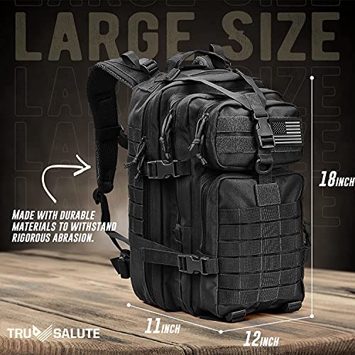 Tru Salute 40L Military Tactical Backpack Large Army 3 Day Assault Pack Molle Bugout Bag Rucksack (Black) #TOP1
