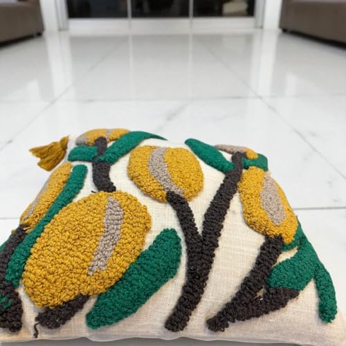 Image of Furnistitchs Handmade Cotton Bohemian Home Decor Cushion Cover 24x24 inches / 60x60 cms - Boho Chic Couch Sofa Throw Living Room Bedroom Cushions (2, Mustard Corns)