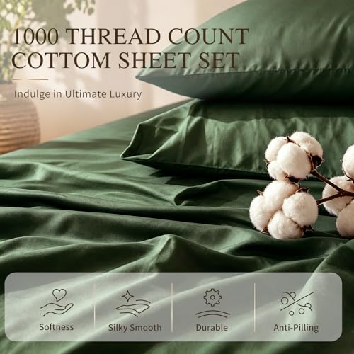 Image of MEISHANG 1000TC Egyptian Cotton Sheets Queen, 18-24 inch Extra Deep Pocket | 1000TC Egyptian Cotton Sheets, Sateen Weave, Ultra Soft & Breathable, OEKO-TEX Certified