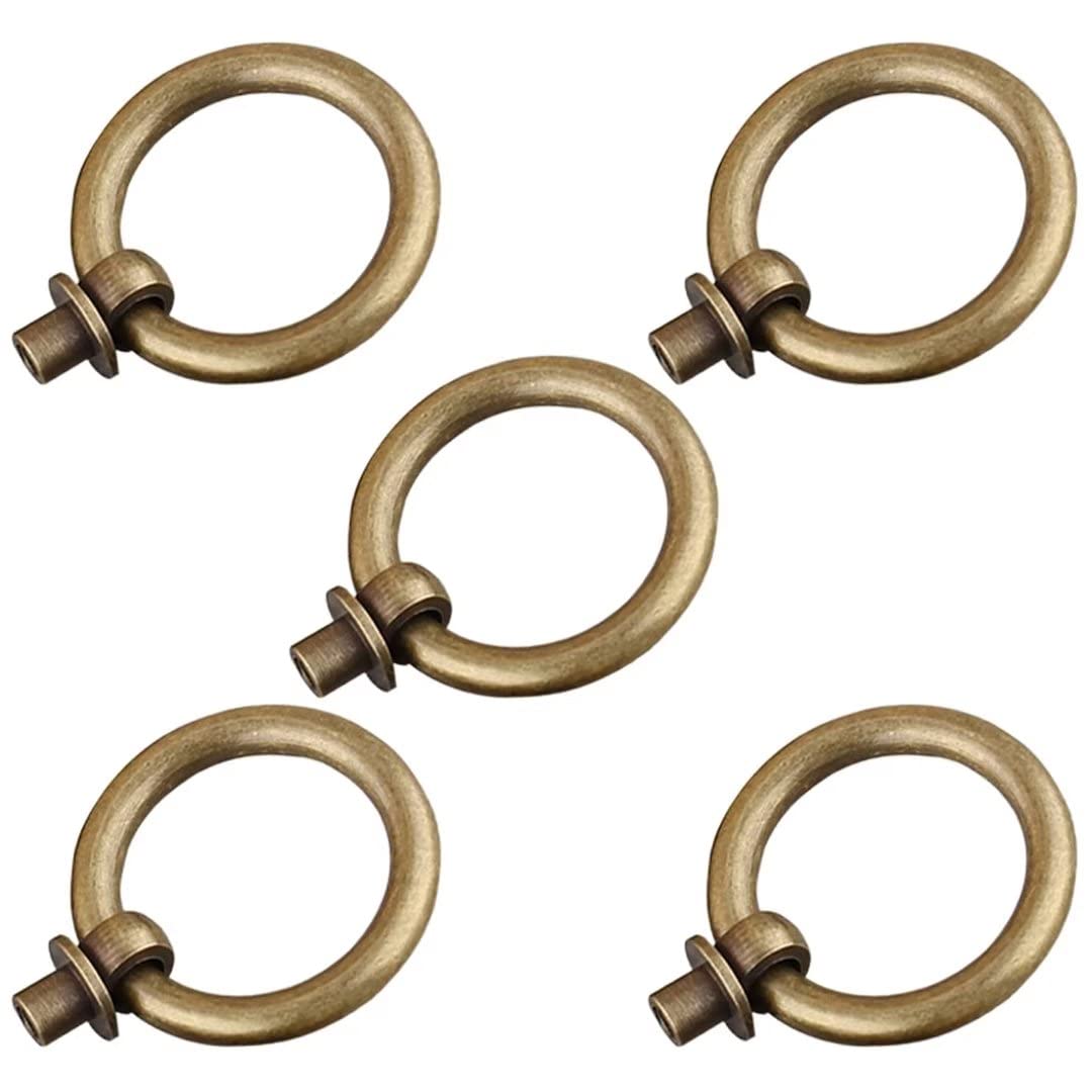 YDHSIKK Drawer Handles, Ring Drawer Knobs Pack of 5 Bronze and Brass 25-60mm Diameter(Bronze,25mm Diameter)