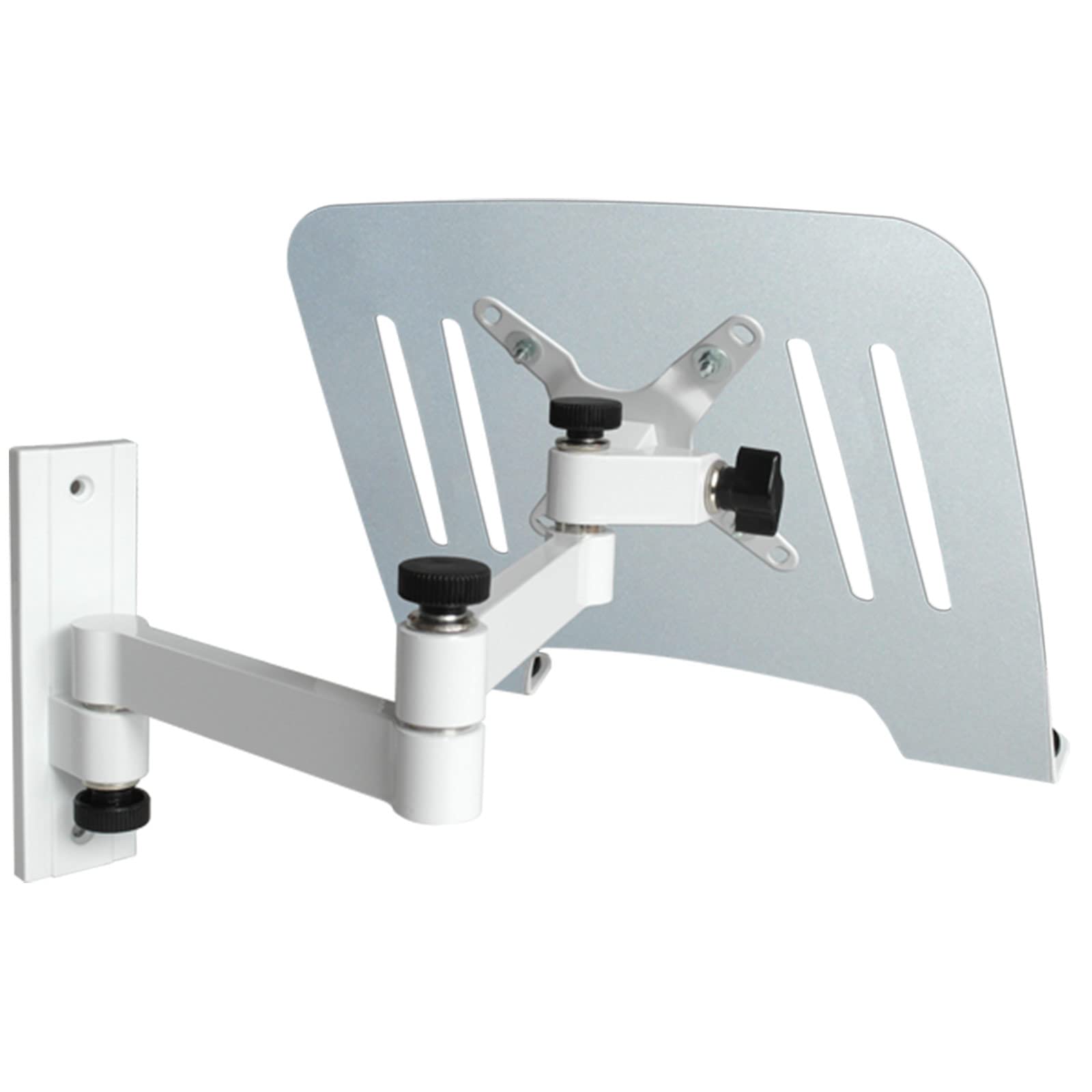 Drall Soporte de Montaje en Pared para computadora portátil (Aprobado por TÜV SÜD) Blanco con Adaptador de portátil Bandeja de Placa Plata Modelo: L52W-IP3S