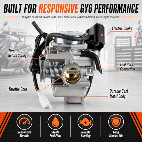 Image of GY6 Carburetor 150cc Fits for 4 Stroke 125cc 150cc 157QMJ 152QMJ Engine Moped ATV Go Kart Motorcycle Scooter 24mm PD24J Carb with Intake Manifold and Air Filter