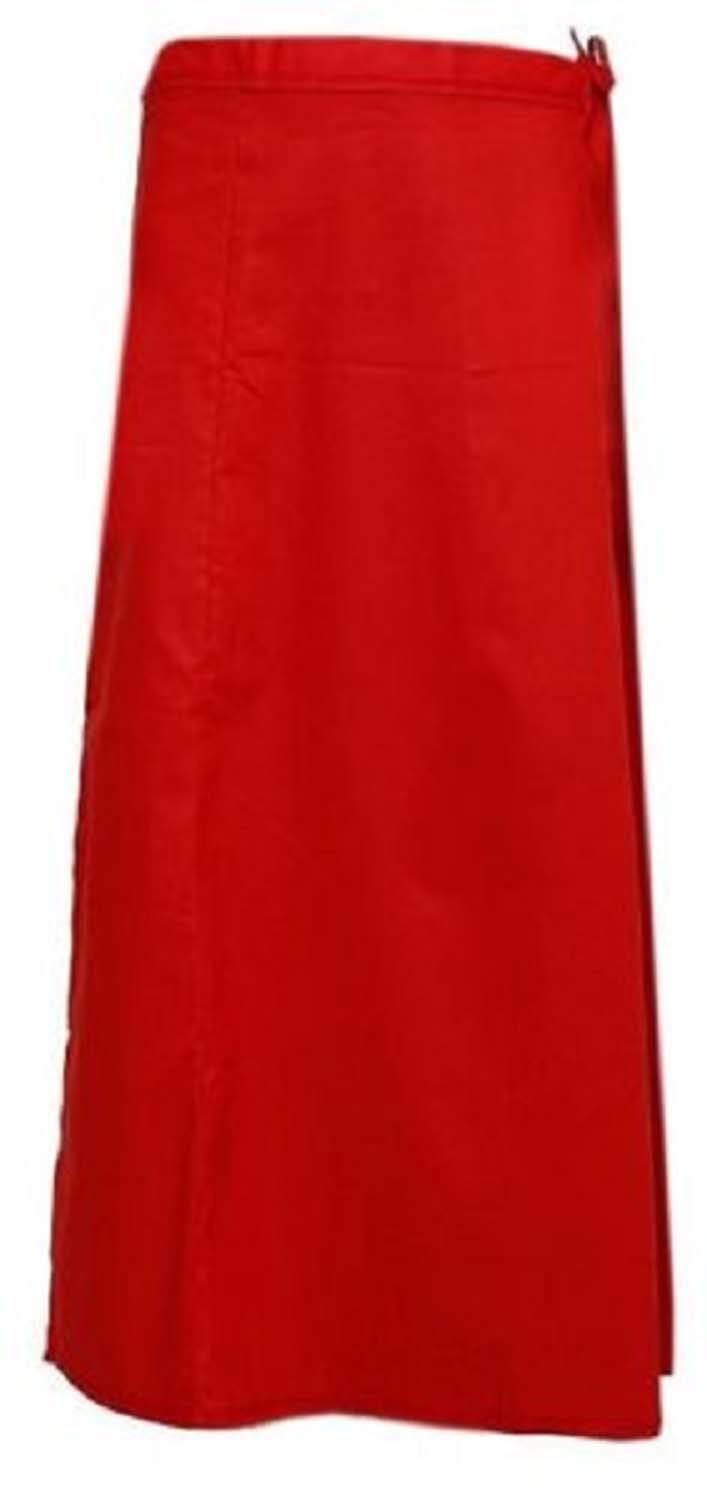 Ethnic Closet Women's Red Indian Saree Petticoat Cotton Wrap Solid Pattern Underskirt Lining For Sari