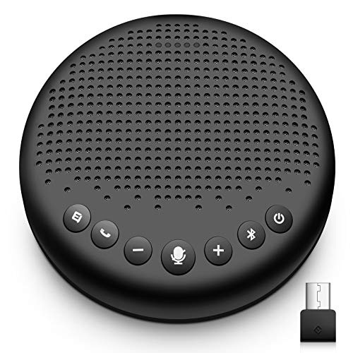 Bluetooth Konferenzlautsprecher - USB Freisprecheinrichtung für 5-10 Personen, Speakerphone 360° Spracherkennung, mit Dongle, für Zoom, Skype,