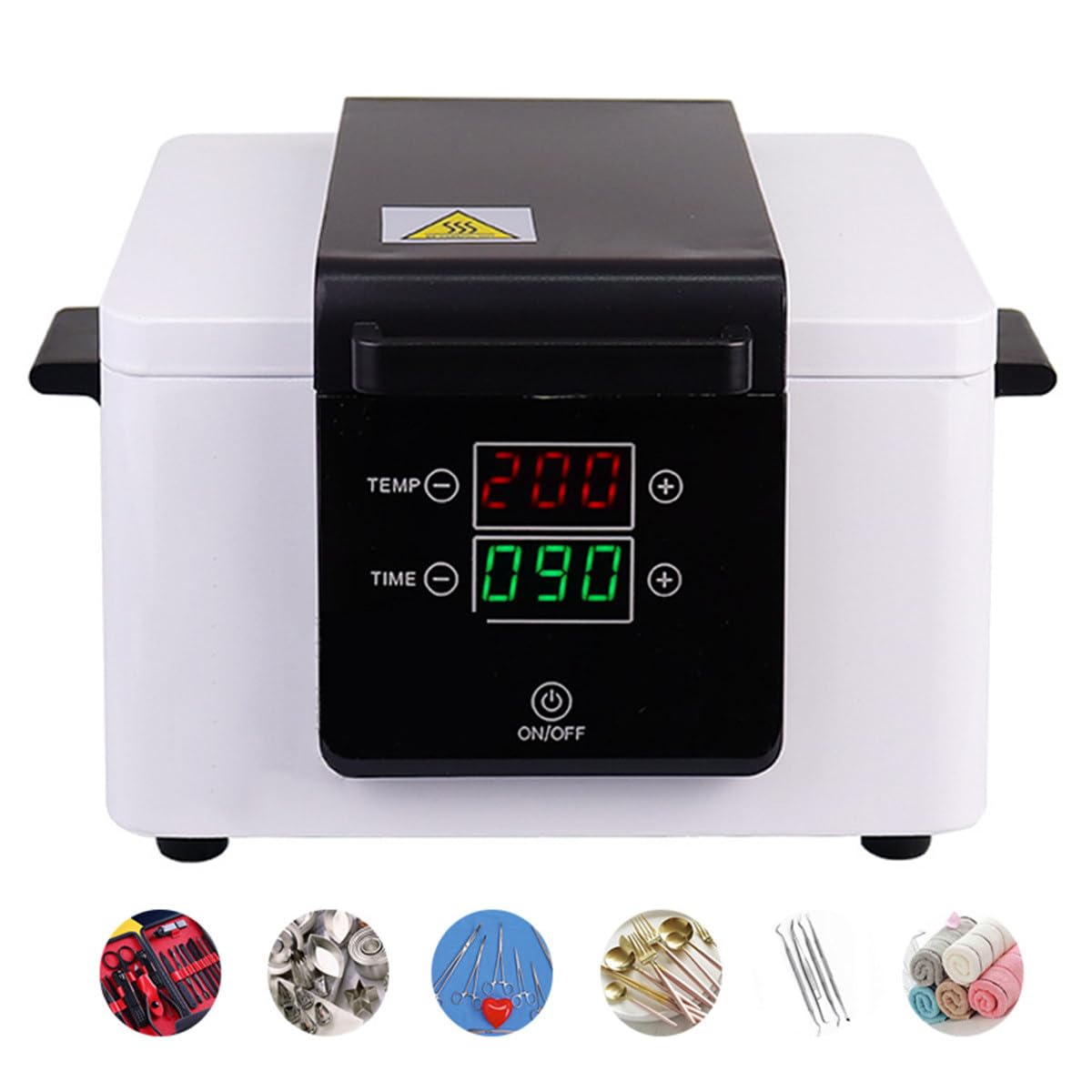 Sterilizzatore Ad Alta Temperatura Da 200 ℃ Con Timer, Sterilizzatore Per Utensili Per Unghie, Sterilizzatore A Calore Secco Da 2,6 L, Per Uso Medico,Dentistico,Tatuaggi,Salone Per Manicure,White