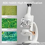 Science Can Microscope for Kids - 40X-1600X Magnification LED Biological Microscopes with 8 Slides, Educational Science Lab Toy with WF10x & WF20x Eyepieces, STEM Toys for Kids Ages 8-12