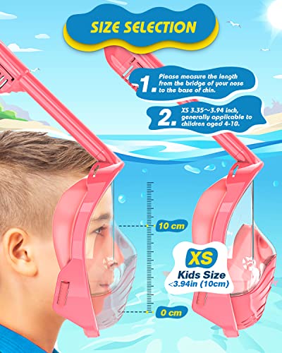 Image of QingSong Kids Snorkel Mask Full Face, Snorkeling Set with Camera Mount, 180 Degree Panoramic View Snorkeling Gear Anti-Fog Anti-Leak