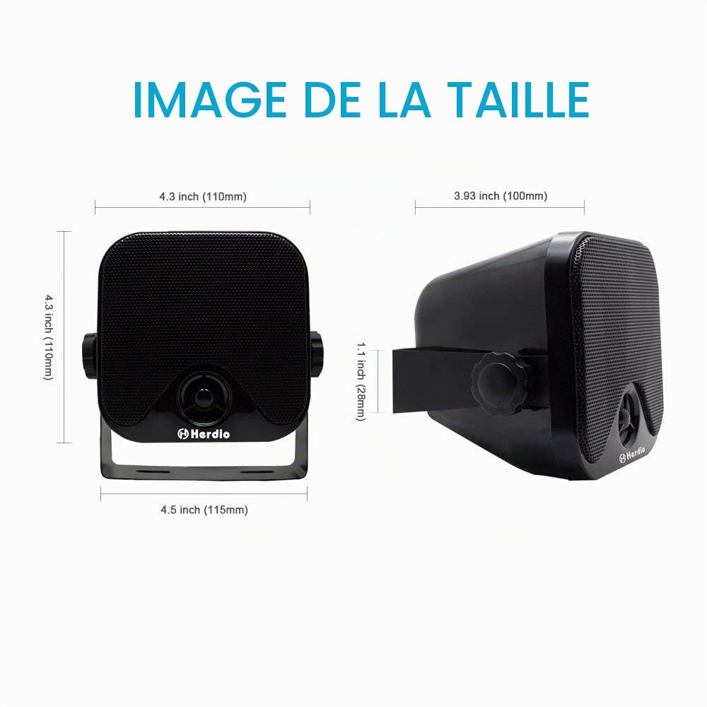 Herdio 100 W 4"Haut-parleurs externes Système stéréo Marin étanche pour Bateau, Restaurant, Magasin, Jardin, Camping-Car, Camion ATV UTV Moto. (Vendu par Paire)