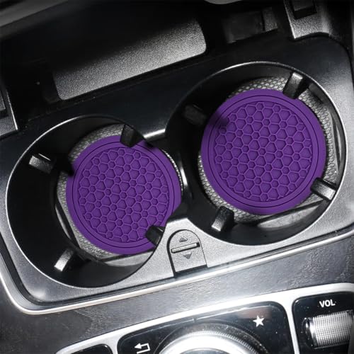 Image of Mandark 4PCS Car Cup Holder Coasters, 2.75 Inch Non-Slip Insert Water Bottle Holder Pads, Dustproof Automotive Interior Accessories Mat, Universal for Vehicles, Trucks, RVs and More (Purple)