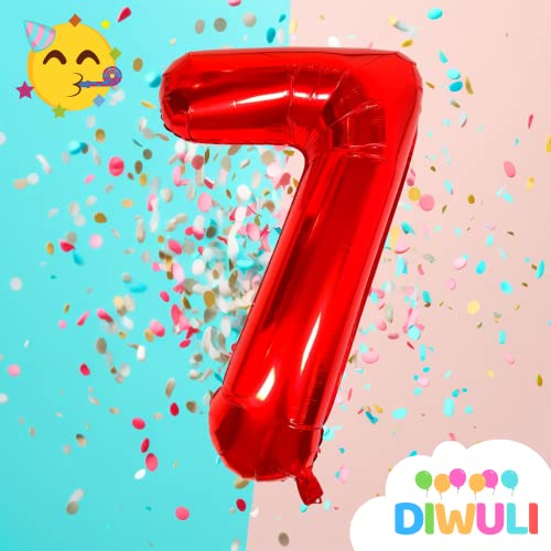 DIWULI Palloncino Numero 7 Rosso XXL - Palloncini
