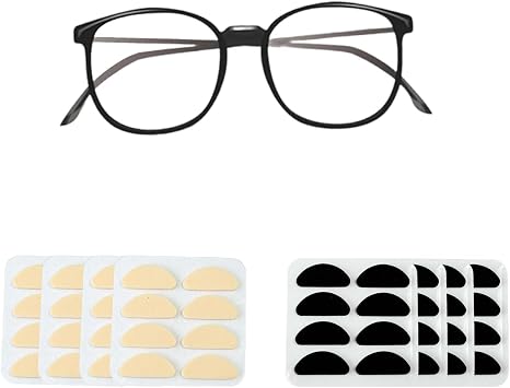 32 Pairs Thin 2mm Anti-Slip Eyeglass Nose Pads Self-Adhesive Foam Replacement Pads for Full Plastic FramesBlack Pink