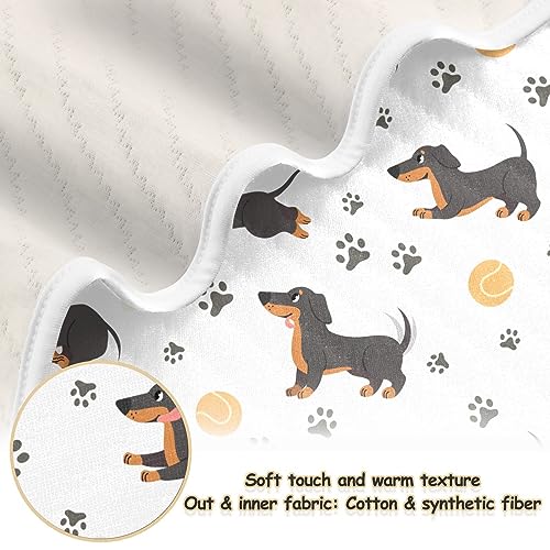 Image of Swaddle Blanket for Dachshund with Dog Paws Baby Receiving Blanket Muslin Baby Swaddles Soft Cotton Breathable Nursery Blankets for Unisex Boys and Girls 30x40 Inch