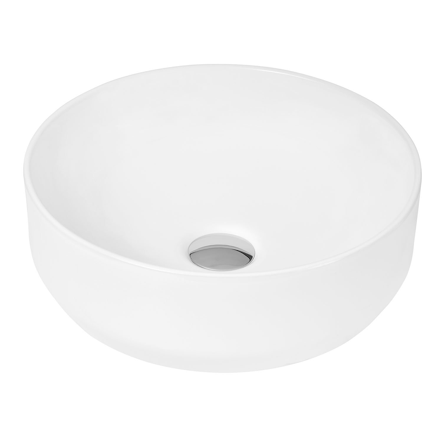 Hudson Reed NBV162 Vessel Modern Round Bathroom Counter Top Sink Basin, White