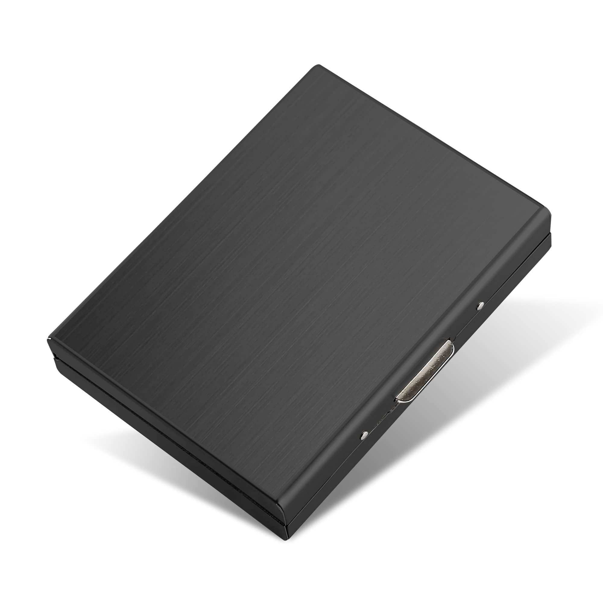 RFID Blocking Credit Card Holder Slim Metal Credit Card Wallets Stainless Steel Card Case Portable Business Card organizer for Women or Men, Black, Minimalism-image-43