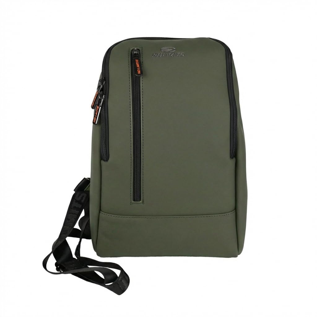 No Limits Bolso bandolera hombre impermeable, mochila bandolera ajustable, efecto Soft-Touch y forro naranja, con múltiples bolsillos
