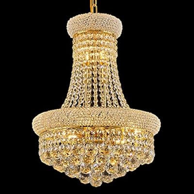 Homeooze 10 - Light Unique Empire Crystal Chandelier for Foyer Entryway Living Room Dining Room Bedroom Hallway Gold Finish