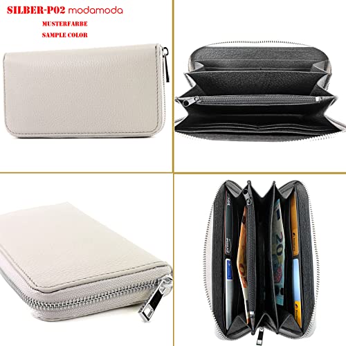 SILBER-P02 - ital. ladies wallet real leather long (Olive green)2