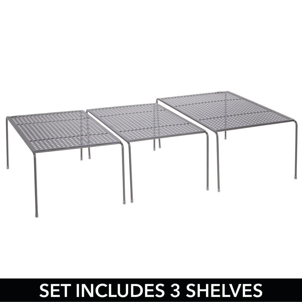 mDesign étagère de Cuisine (Lot de 3) – égouttoir Pratique en métal pour Plus d’Espace de Rangement – étagère Cuisine télescopique rétractable – Gris