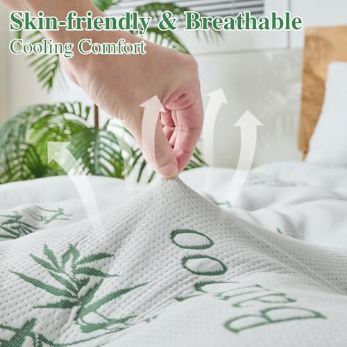 Image of WhatsBedding 4 Inch Memory Foam Mattress Topper Full for Back Pain Relief, Filled with Breathable Gel Memory Foam, Cooling Bamboo Viscose Air Layer, Supportive Pillow Top Mattress Topper