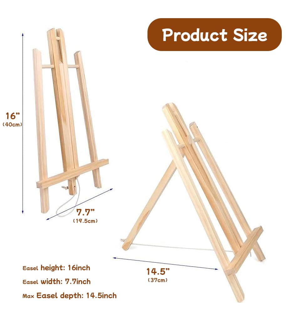 Confezione da 3 cavalletti in legno da 40,6 cm, cavalletto per pittura su tela, cavalletto da tavolo per artisti, cavalletto per feste di pittura, cavalletto da tavolo per studenti e bambini