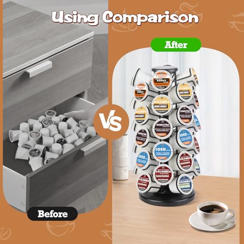 K Cup Holders k Cup Holder K Cups Holder,K Cup Carousel, Coffee Pods Storage Organizer Stand,Comes All in One Piece,No Assembly Required,1 Count(Capacity of 40 Pods, Black)