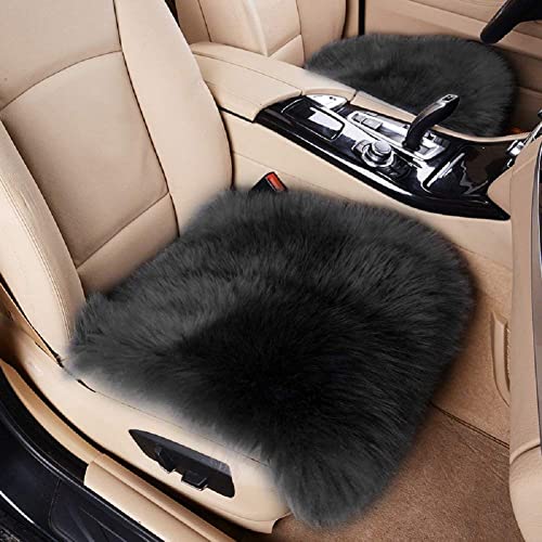 Big Ant Sheepskin Seat Covers Full Set, 2Pc Front Car Seat Pad + 1Pc Rear Car Seat Cover Authentic Australian Soft Wool Warm Seat Cushions Winter Protector - Universal Fit Cars Auto Supplies #TOP5