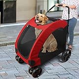 BELLE VOUS Cochecito Perro - Grande 50 Kg Capacidad de Carga Cochecito para Mascotas para Grande y Mediano Talla Perro & Gato - Plegable Carro para Mascotas para Viajes y Saliente con 4 Ruedas