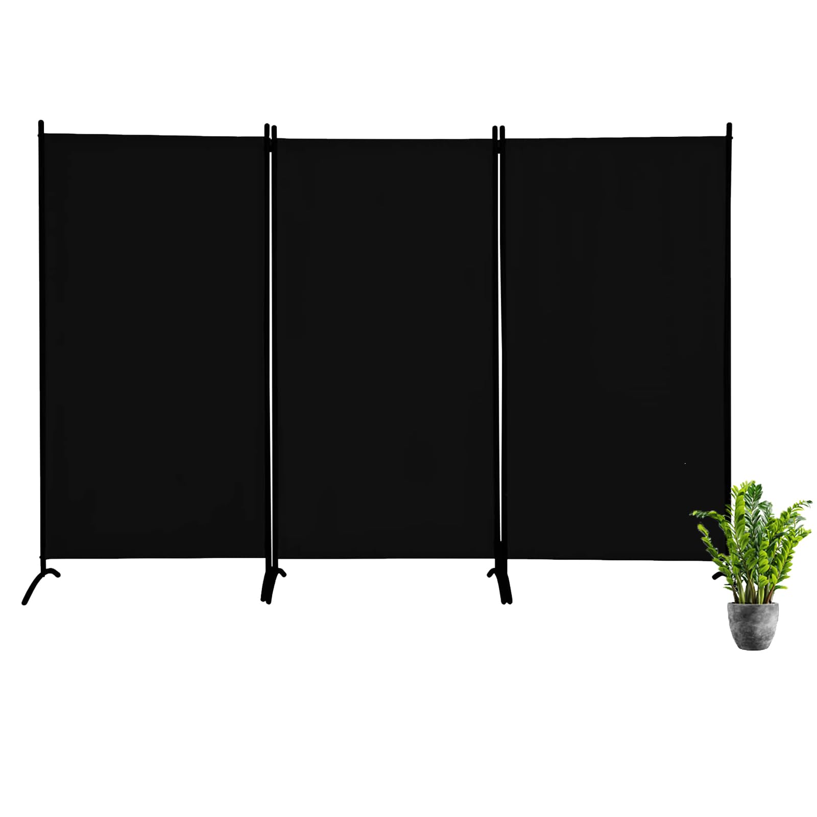 Room Dividers and Folding Privacy Screens, Partition Room Dividers Wall for Separation, Home, Studio (3 Panels, Black)