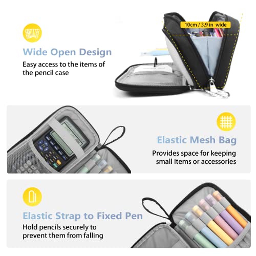 Image of Pencil Case Big Capacity Pen Pouch Large Storage Holder Marker Pen Bag Durable 3 Compartment School Office Desk Organizer Portable Cute Zipper Stationery for Kids Teen Student Boys Girls Adults Klein