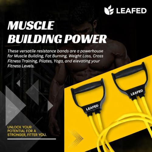 Image of LEAFED Resistance Band with Double Toning Tube with Adjustable Hand Gripper (5-60kg) for Workout Combo Set | Grip Strength Trainer for Wrist, Forearm & Hands, Muscle Toning, Home Fitness & Full Body Workouts