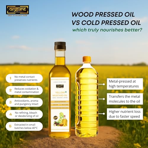 Image of Orgure Wood Pressed Yellow Mustard Oil - Single Origin | Rich Aroma & Bold Flavour | Natural & Cold Extracted | MSME Award Winner | Ideal for Cooking, Pickling & Ayurvedic Use | 5L