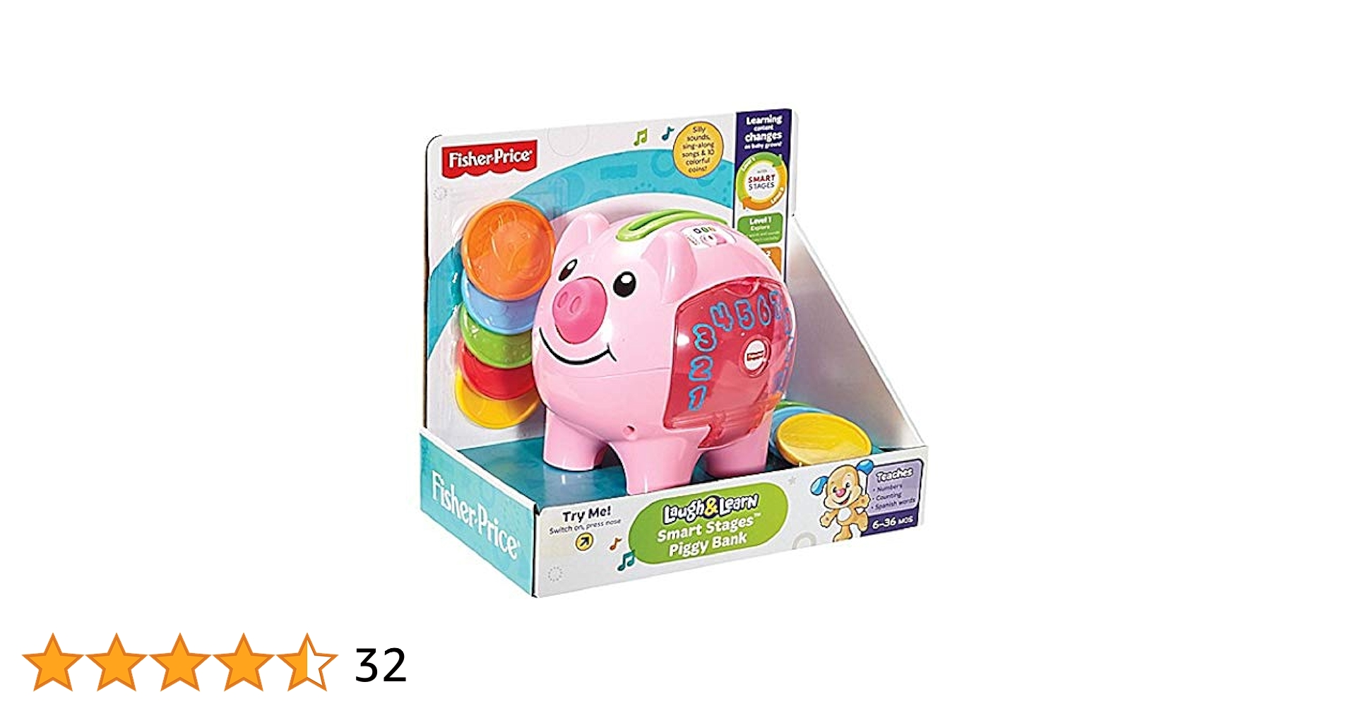 Amazon.com : Fisher-Price Laugh & Learn: Learning Piggy Bank