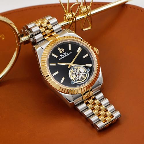 Image of BUREI Men's Classic Luxury Watch Stainless Steel Waterproof Machine Watch Fashion Double Watches Date Sapphire Crystal