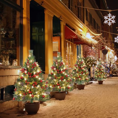 Verron TL-10 Set Of 2 Outdoor Pathway Christmas Trees, 30 Inch Battery Operated Pre-Lit Artificial Xmas Trees thumb #6
