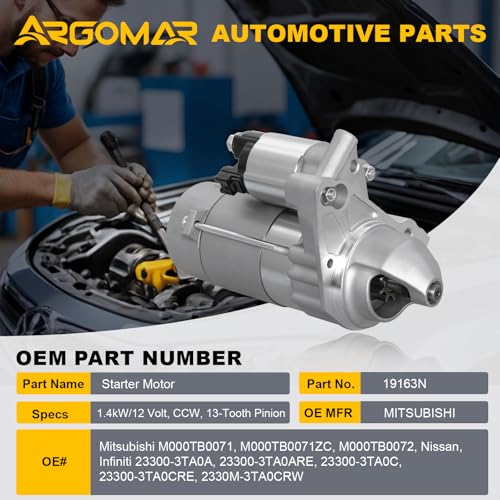 Motor de arranque para Nissan Rogue (2014-2020) y Altima (2013-2018), 2.5L L4 miniatura 2