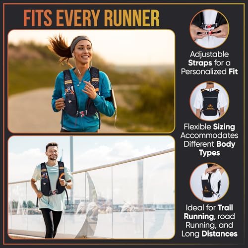 STRONGERGY Chaleco Running Hombre y Mujer, Chaleco Hidratación Trail Running 40x22cm, Dos Bolsillos Exteriores, Dos Compartimentos, Botella de 0.5L y Silbato Incluido, Mochila Correr Hombre y Mujer - imagen 7