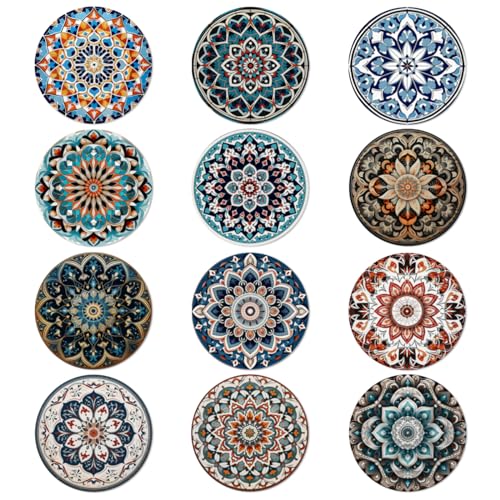 Trillionn 12 Pack Felt Cup Coasters for Drink, Absorbent Coasters for Coffee, Classical Flower...