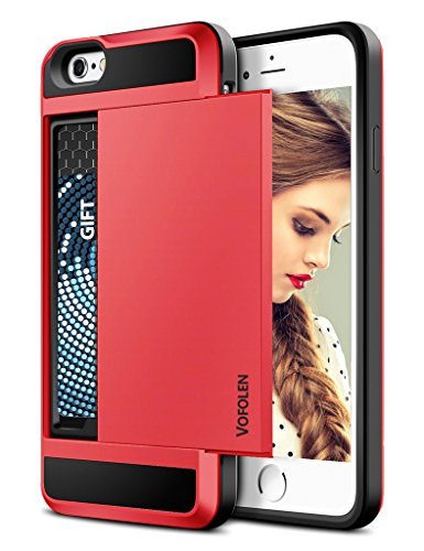Vofolen Case for iPhone 6 Plus Case iPhone 6S Plus Case Wallet Impact Resistant Anti-Scratch Protective Shell Shockproof Rubber Bumper Cover Card Slot Holder Case for iPhone 6 Plus 6S Plus - Red