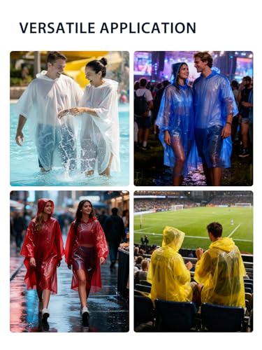 Image of SaphiRose Disposable Rain Ponchos Emergency Clear Poncho