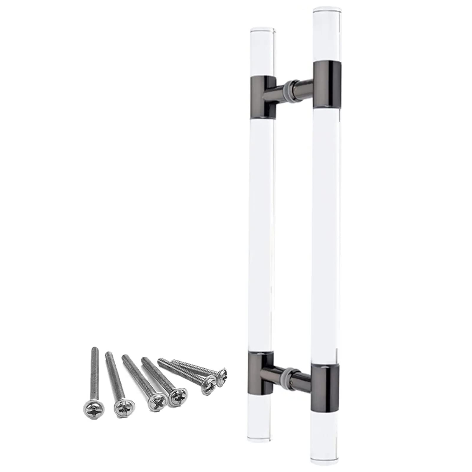 CWCQGH 24 31.5 39 47 59 Inch Bar Pull Push Shower Glass Sliding Barn Door Entrance Interior Exterior Door Handle,Modern Contemporary Clear Acrylic Entry Door Handle,Black-150cm/59inch