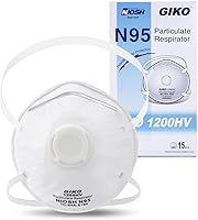 GIKO NIOSH Approved N95 Respirator Masks with Valve - 15 Pack Cup Style for Dust Protection, Adults Men Women