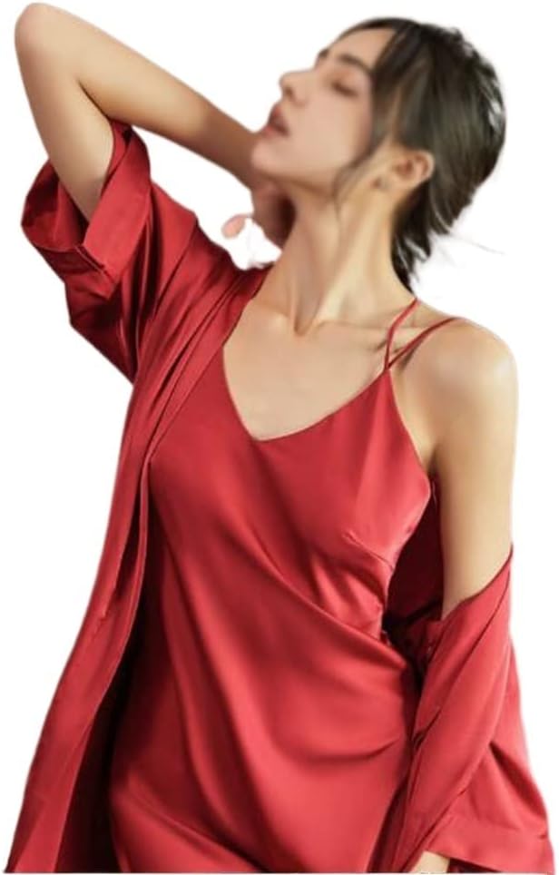 Pajama dress female sexy suspender ice silk thin net red spring and autumn pajamas