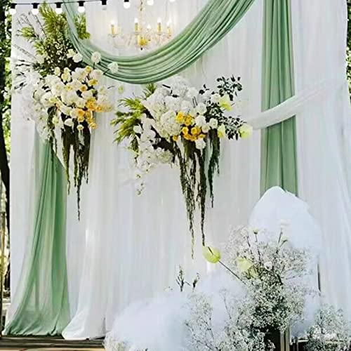 Ehldekol Sheer Chiffon Backdrop Curtains 10Ft X 10Ft， Chiffon Fabric Drapes For Wedding, Long Sheer Curtain For Living Room, Arch Party Stage Decoration(Sage Green, 120 X 120 Inch) #TOP2