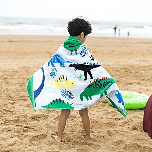 Bavilk Kids Children Hooded Towel Dinosaur Swim Beach Bath Towel Pool Cover Up Girls Boys - Thumbnail 3